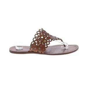 Tory Burch Leather Lasercut Accent Brown Slides 9.5
